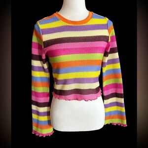 Almost Famous preppy striped crop shirt